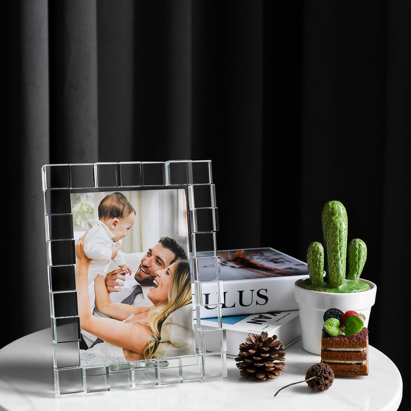 kitCom 5x7Inch Crystal Frame of Keepsake Photo Frames Wedding, Crystal