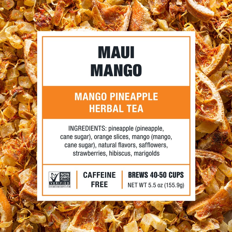 Tiesta Tea Maui Mango, Loose Leaf, Mango Pineapple Herbal Tea,