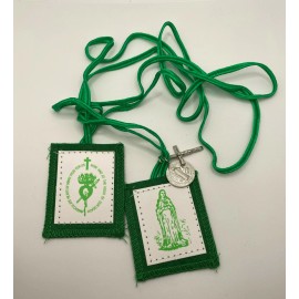 Green Scapular - Immaculate Heart of Our Lady Mary 1 3/4" H