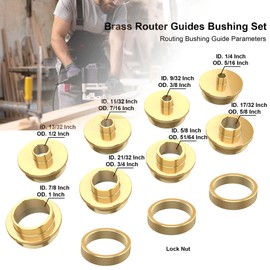 inBovoga 12 Pcs Precision Brass Router Template Bushing Guides Sets and 1/4" Shank Woodworking Router with Carrying Case, Fits Porter Cable Style Router Sub Bases
