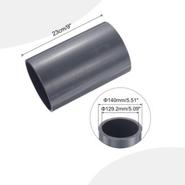MECCANIXITY 5 Inch PVC Rigid Tube Round Pipe Tubing Hardware Tubing 129.2mm ID 140mm OD 9" Length Light Grey High Impact for Water Pipe, Crafts, Cable Sleeve