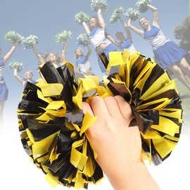 Cheerleading Pompoms, Waterproof Cheerleading Flower Reusable Yellow Black for Festival Celebration