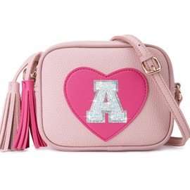 OYLOLA Birthday Gifts for Girl Initial Girls Purse Toddler Purse Kids Purses Toddler Girl Gifts Heart Purses for Girls Pink A