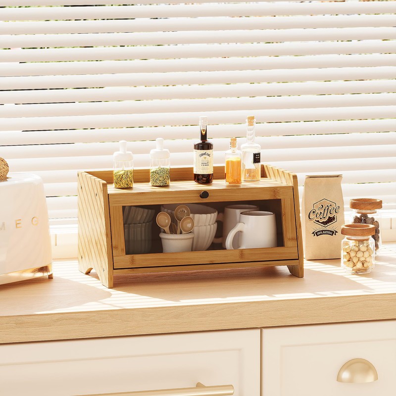 BAMBANG Bread Box for Kitchen Countertop, Bamboo Bread Box for