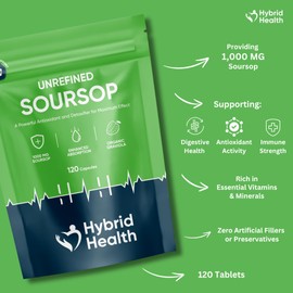 Soursop Capsules 1000 MG | 120 Capsules | High Strength Powerful Antioxidant & Detoxifier | 100% Natural, Vegan, Non-GMO, Additive-Free