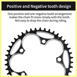 QUARKZMAN Narrow Wide Chainring for Speed Road Bike for 110 BCD Bicycle Chainring 183.7 mm/7.23 Inch Black CNC Aluminium Alloy Pack of 1