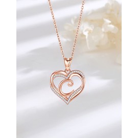 INFUSEU Initial C Necklace Women Letter Heart Jewelry Rose Gold Pendant