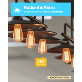 Sunco 16 Pack Vintage LED Edison Bulbs 60W Equivalent 8.5W 800LM Dimmable ST64 Filament 3000K Warm White E26 Medium Base Light Bulbs High Brightness Clear Glass Waterproof UL Energy Star
