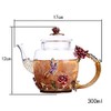Floral Glass Teapot with France Enamel Flower Butterfly Decoration Safe