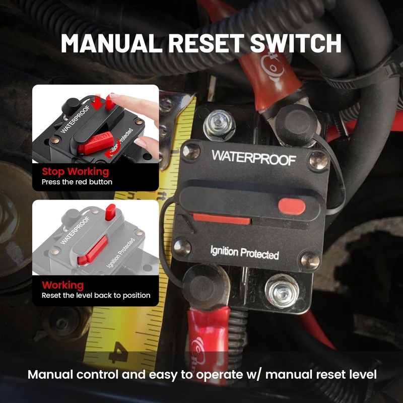 RED WOLF Waterproof 100Amp Circuit Breaker for Boat Trolling Motor
