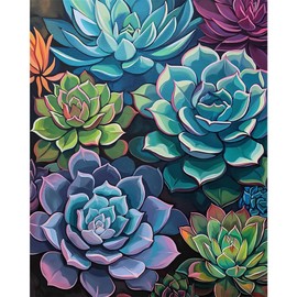 Natuyalo Paint by Numbers for Adults Beginner, Succulent Plants Acrylic Easy Paint by Numbers Kits Garden Landscape Craft Kits for Adults Suitable for Home Wall Decoration Flameless 16x20 Inch