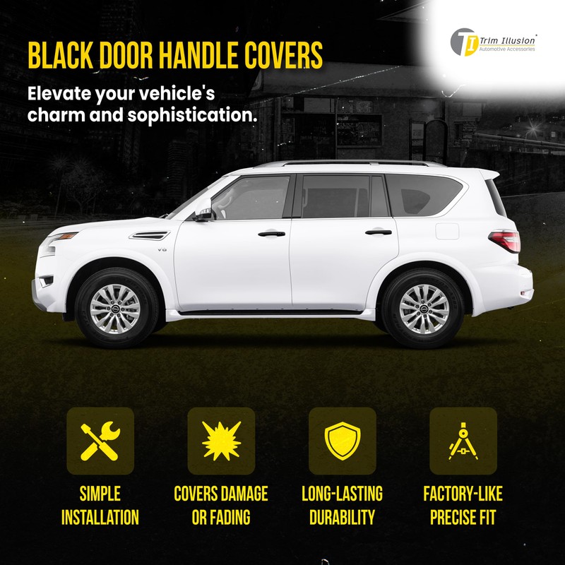 Trim Illusion Snap On Gloss Black Car Door Handle Cover