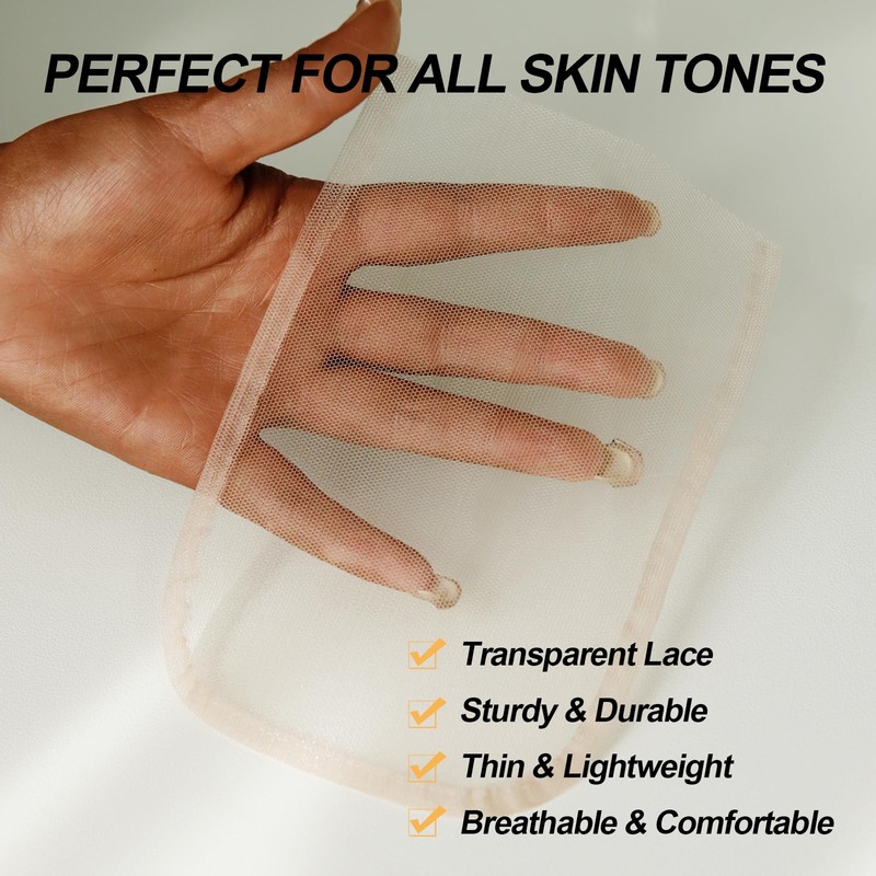 BEEOS 4x4 Transparent Lace for Wig Making, 5 Pieces Lace