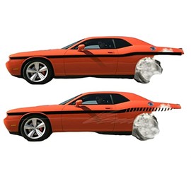 Side Racing Stripes Graphics FITS 2008-2018 SRT Hellcat RT Compatible with Dodge Challenger(Color: Matte Black, Style: Style 1)