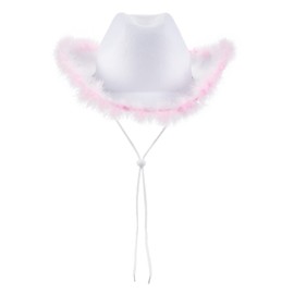 Dubute Women's Tiara Cowgirl Hat Western Party Hat Accessories Disco Costume Cowboy Hat (F-White Pink, One Size)