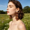 JOONL Handmade Bohemian Lightweight Fabric Flower Dangle Drop Earrings Chic