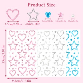 4 Sheets Rhinestone Star Stickers, Silver Glitter Bling Sticker, Self Adhesive Crystal Star Sticker for Winter Holiday Package Gift Decor Crafts, DIY Decoration