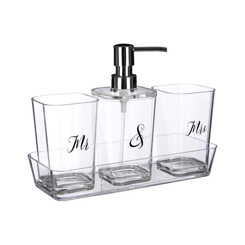 Premier Housewares Mrs Bathroom Set, Polyester/Acrylic, 24 x 10 x
