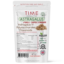 Time Health Astragalus Full Spectrum C 60 Capsules C Astragaloside IV C Polysaccharides C Flavonoids C Vegan C No Additives - UK Manufactured (60 Capsule Pouch)