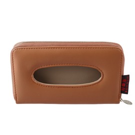 X AUTOHAUX Car Sun Visor Backseat Tissue Napkin Box Holder PU Leather Brown