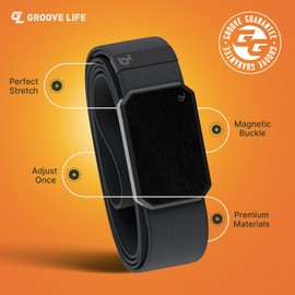 Groove Life Groove Belt Black/Stone - Men's Stretch Nylon Belt with Magnetic Aluminum Buckle, Lifetime Coverage - Medium (33-36")