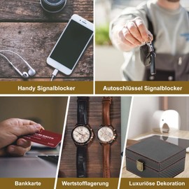 Keyless Go Protection Car Key Box - Car Key Box with 2 Pieces Signal Blocking Bag, Faraday Box Anti Theft Signal Blocker Signal Blocker RFID Blocker Key Box for Safe Protection (Black)