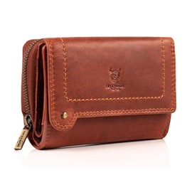 MATADOR Perth Women's Leather Purse Medium Size with Elegant Gift Packaging Elegant Leather Purse Women's Medium in Landscape Format RFID Purse Women's Leather Purse Medium Size, Vintage Brown,