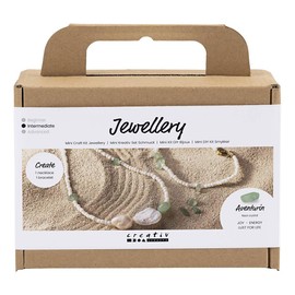 Creativ Company Jewellery Set - Make Your Own Jewellery with Real Crystals - Necklace and Bracelet with Aventurine Quartz