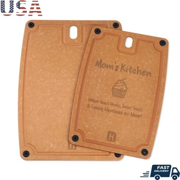 Eco-Friendly Cutting Boards Set W/ Handles Juice Grooves Dishwasher Safe