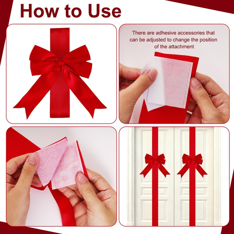 Bcxfbxd 6 Pcs Large Christmas Cabinet Ribbons Bows Xmas Door