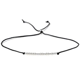 SANNYRA Adjustable Buddy Morse Code Bracelet, Secret Message Friendship Trendy Jewelry for Women, 14k Gold Plated Beads on Silk Cord Friendship Gift for Her