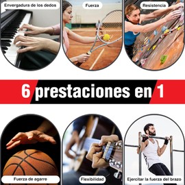 Ejercitador de mano 6 en 1 Fortalecedor de dedos y agarre con pelota, Hand gripper Finger exerciser Ejercicio de antebrazo Entrenador de fuerza para deportes de palma y antebrazos y dedos