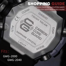 Replacement Natural Resin Watch Strap for Casio G-Shock Master of G Mudmaster Twin Sensor GWG-2000 GWG-2040 Men's Black Watch Band (khaki/Black Buckle)