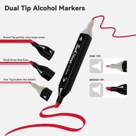 Hopesky Alcohol Markers - 80 Colors Dual Tip Permanent Art Markers Set for Coloring, Drawing, Painting, Fine & Chisel Tip Alcohol Based Paint Pens with Storage Case for Adult Artist