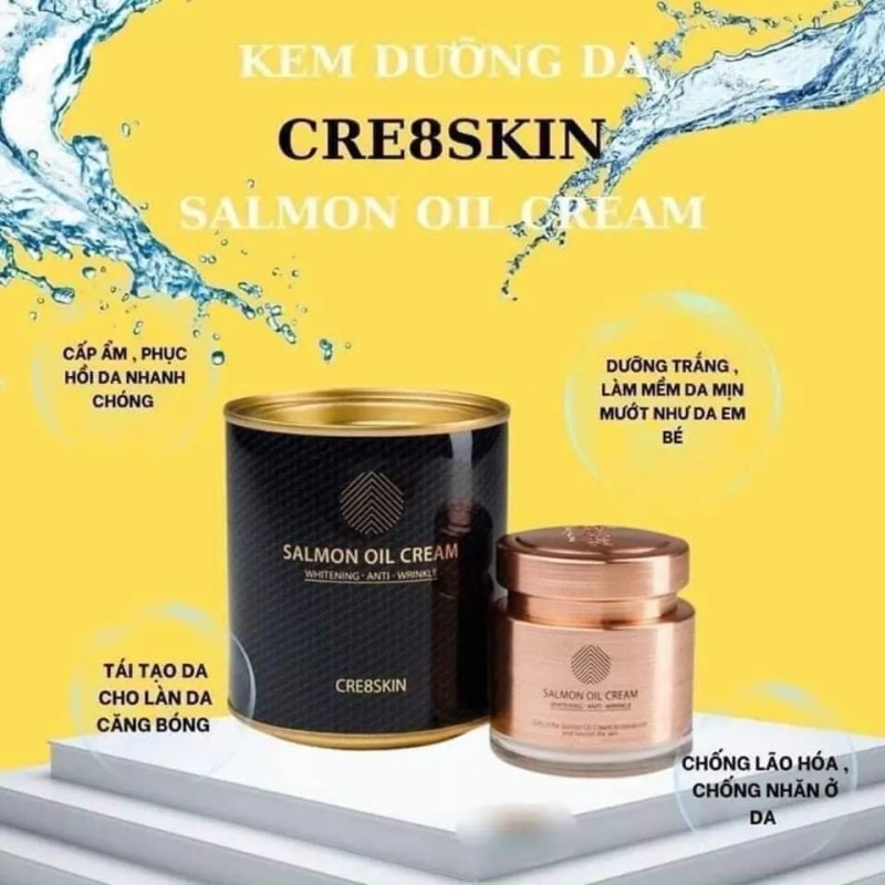 Cre8skin Salmon Oil Cream 80g 2.8Oz Skin Whitening Anti-Wrinkle Moisturizer