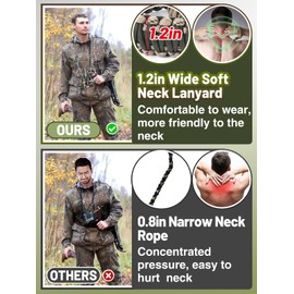 PAMASE Duck Call Lanyard - 12 Loops Duck Whistle Hunting Accessories with 10 Removable Loops, Camo Woven Goose Call Carry, Outdoor Predator Gear Gifts for Hunter - Without Duck Call
