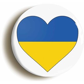 Ozorath UKRAINE UKRAINIAN FLAG HEART BUTTON BADGE (1inch / 25mm diameter)