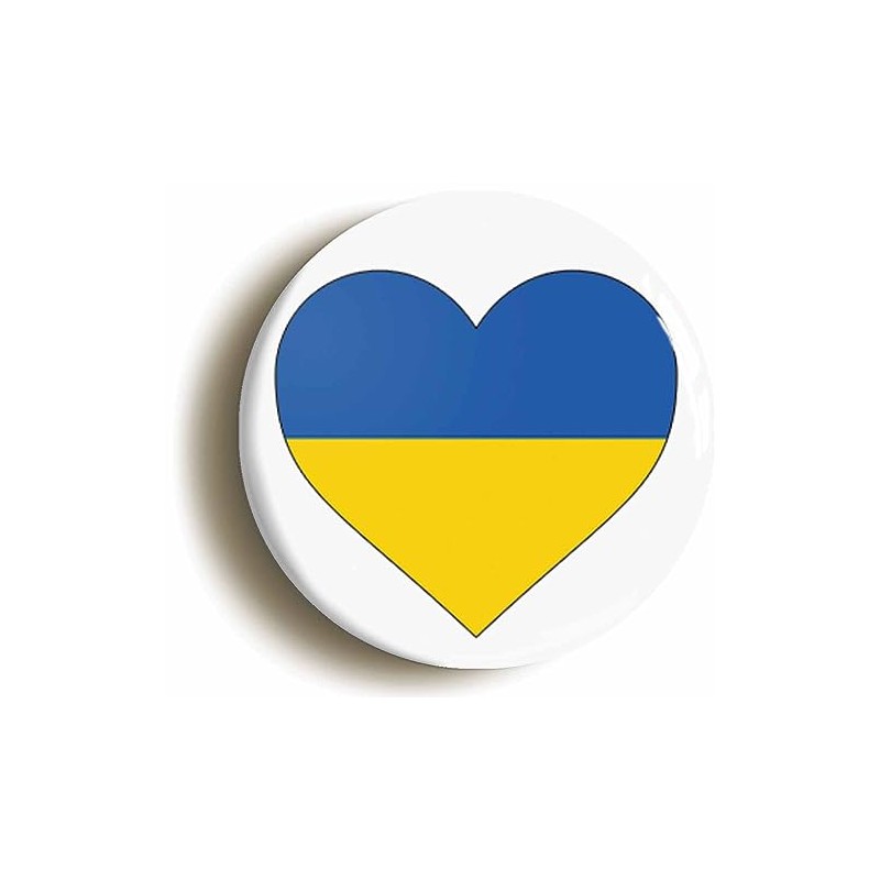 Ozorath UKRAINE UKRAINIAN FLAG HEART BUTTON BADGE (1inch / 25mm