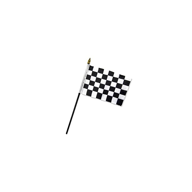 Black & White Checkered 4x6in Stick Flag - 1 dozen