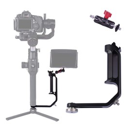 DF DIGITALFOTO Gimbal Accessories M-0667II Handle Grip New L Bracket for Mounting Monitor or Microphone with Mini Magic Grip, Compatible with Ronin S ZHIYUN Crane 2 / MOZA Air 2 / FEIYU Gimbal Grip