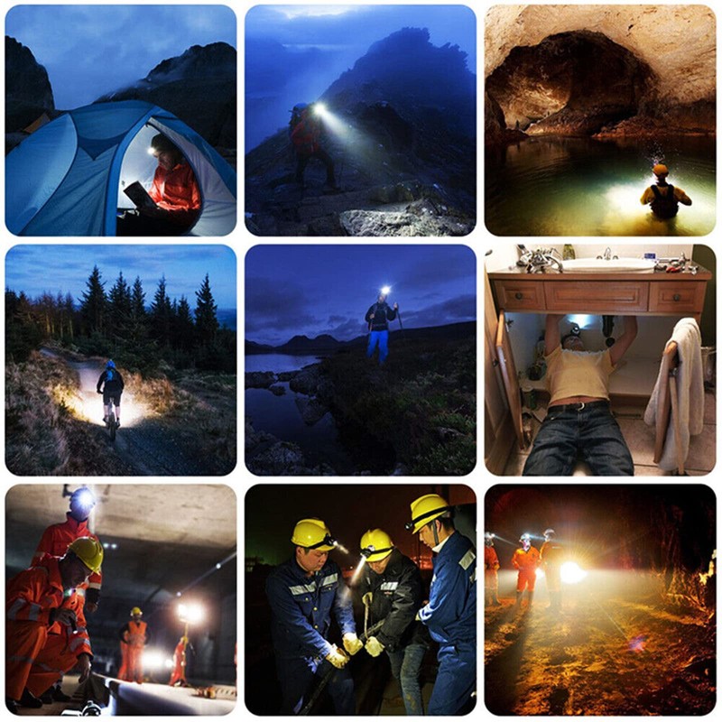 VISVIC Rechargeable Headlamp, 8 LED 18000 High Lumen Bright Waterproof