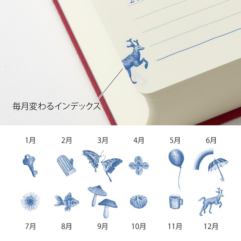 Midori Diary 10-Year Continuous Use Door Dark Red 12860006