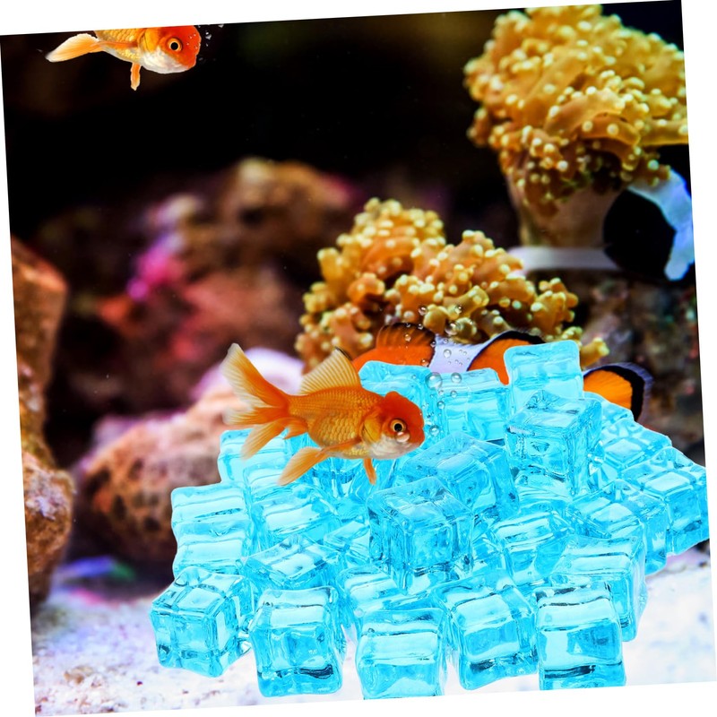 Totority Decorative Ice Cubes 50pcs Square Crystal Fish Tank Decor