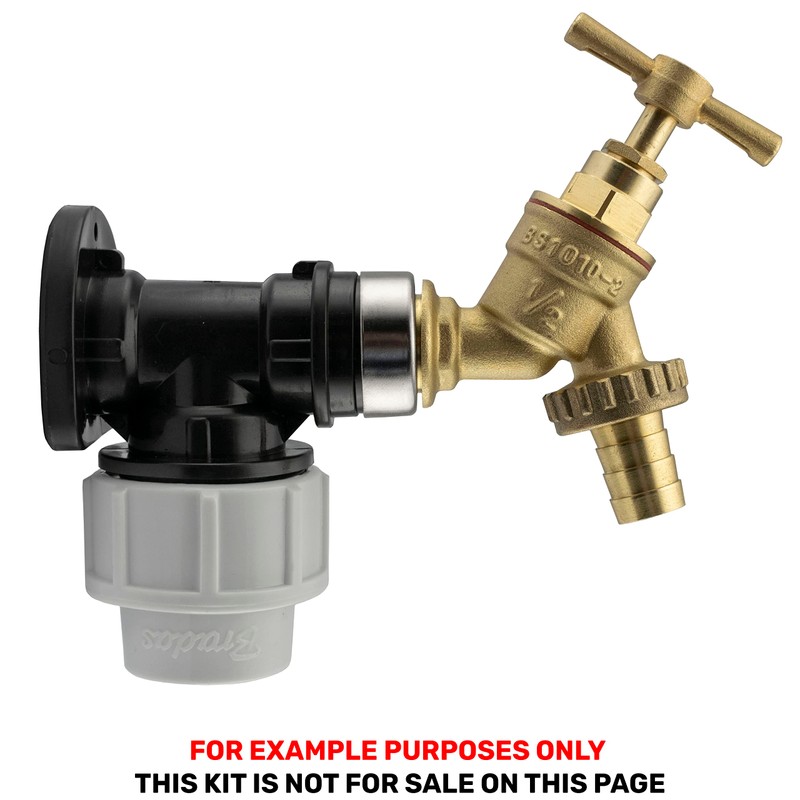 25mm mdpe Compression Backplate/wallplate with Classic Brass bib tap +
