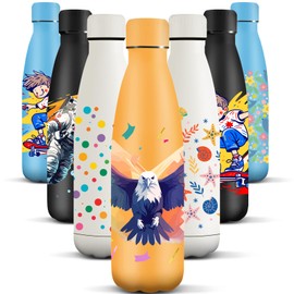 HoneyHolly Stainless Steel Water Bottle, 500 ml, BPA-Free, Thermos Flask, Double-Walled, Water Bottle, Stainless Steel, Leak-Proof, 18/8 Stainless Steel, Thermos Flask for Sports, Camping,