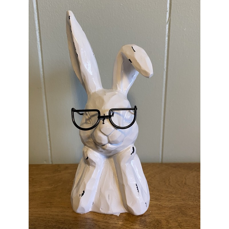Hobby Lobby Farmhouse Bunnies With Glasses Table Decor Spring Easter