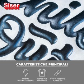 Siser Easy Puff Metallic - Vinile Termotrasferibile Dusk Blue 30x50 cm, Termovinile Effetto 3D Con Finitura Metallizata, Compatibile con Plotter Da Taglio