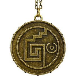 Pirates Aztec Coin Necklace – Bronze Skull Medallion Pendant Charm for Fancy Dress, Costume Accessories, Cosplay Jewelry, Pirate Treasure Coin Necklace for Men and Women