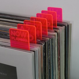Acrylic Fluorescent Vinyl Records Dividers: Vinyl Record Storage Organizer Tabs Albums LPs Collections Alphabet Separators, Horizontal & Vertical, Sorted by A-D, 7pcs, Pink
