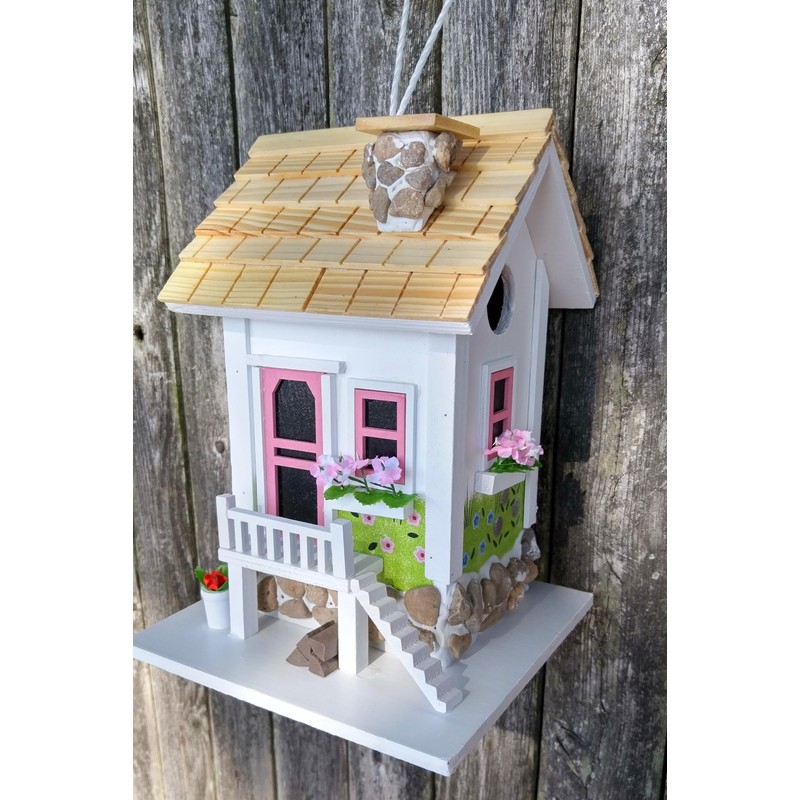 Home Bazaar May Cottage Bird House | Handcrafted Wooden Birdhouse